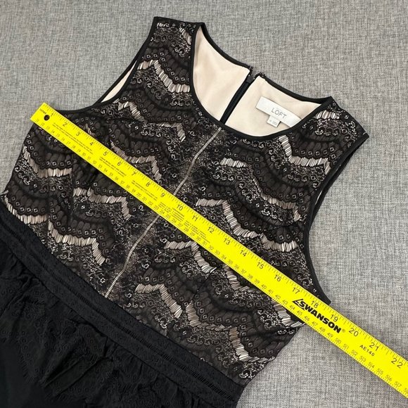 Ann Taylor LOFT‎ Evening Dress Sleeveless Round Neck Lace Detail Size 10 Black - Picture 9 of 13